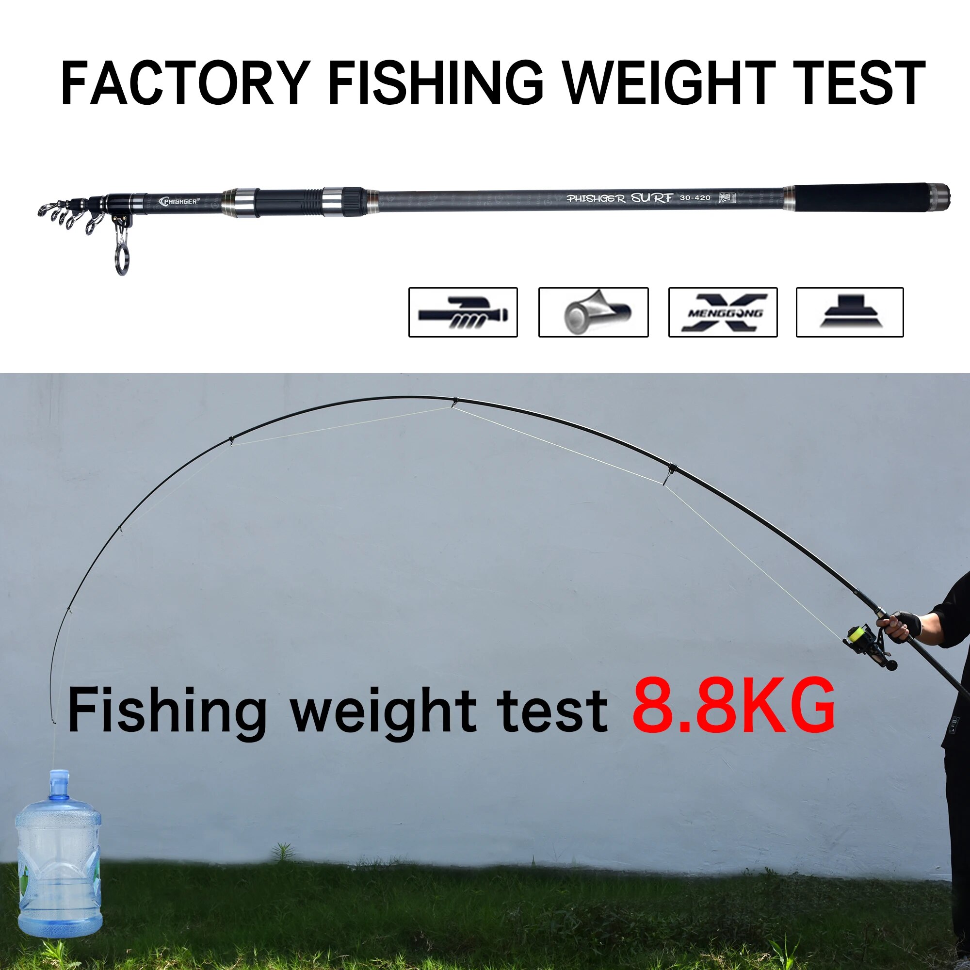PHISHGER Телескопическая спинн – обзор и цена Surf Fishing Equipment